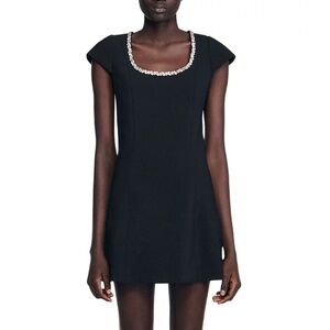 Astra Short Dress with Rhinestone Collar